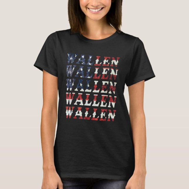 Cute Wallen  American Flag Red White Blue Merch Ou T-Shirt (Front)