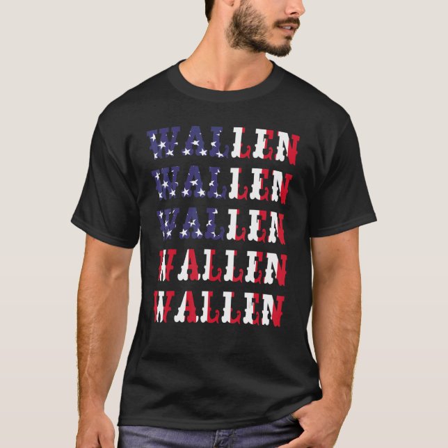 Cute Wallen American Flag Red White Blue Merch Out T-Shirt (Front)
