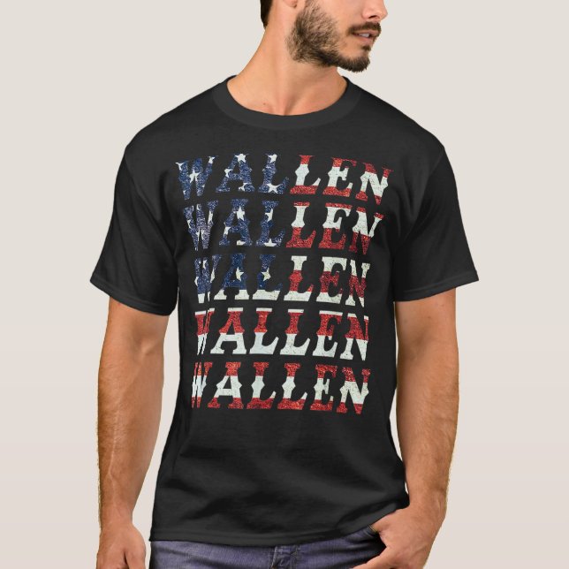 Cute Wallen American Flag Red White Blue T-Shirt (Front)