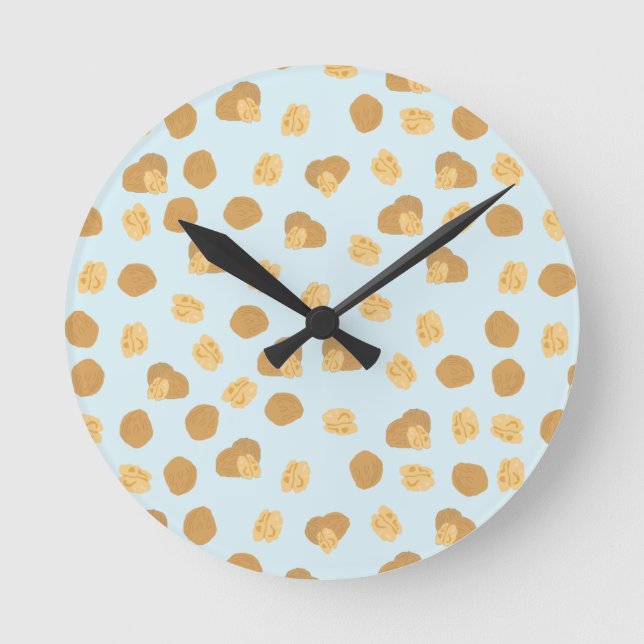Cute Walnuts Nut Pattern Kitchen Decor Round Clock (Front)