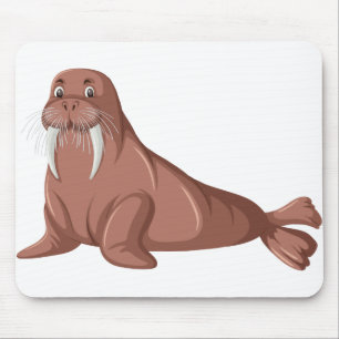 Cute walrus cartoon character mouse pad