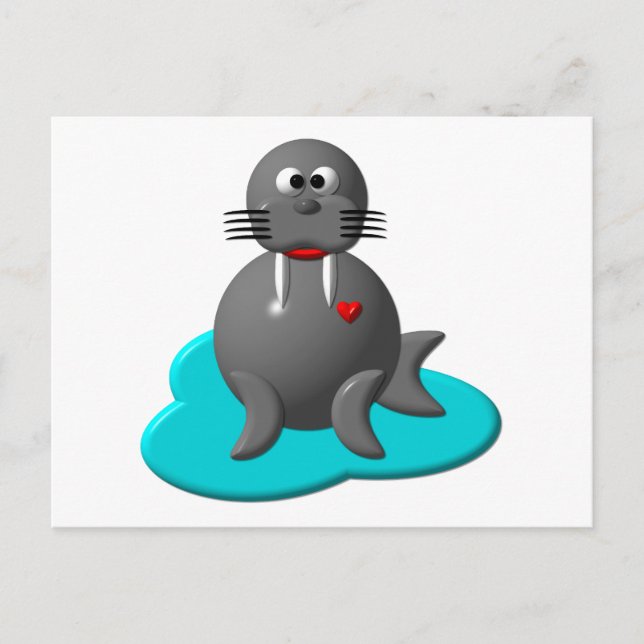 Cute Walrus in Water Postcard (Front)