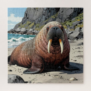 Cute Walrus on a Sandy Beach  Jigsaw Puzzle