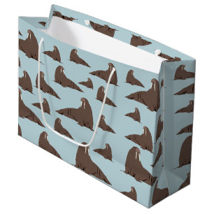 Cute Walrus Pattern Large Gift Bag