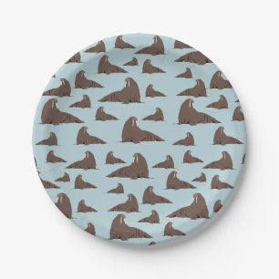 Cute Walrus Pattern Paper Plate