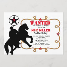 Cute  Wanted Western Cowboy  Invitation