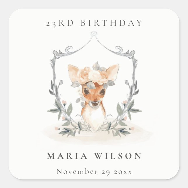 Cute Warm Cosy Autumn Essential Any Age Birthday Square Sticker (Front)