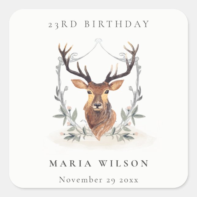 Cute Warm Cosy Autumn Essential Any Age Birthday Square Sticker (Front)