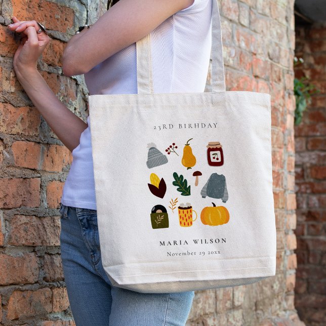 Cute Warm Cozy Autumn Essential Any Age Birthday Tote Bag (Creator Uploaded)