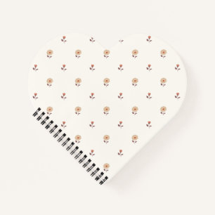 Cute Warm Neutral Ditsy Blossom Heart Shaped Notebook
