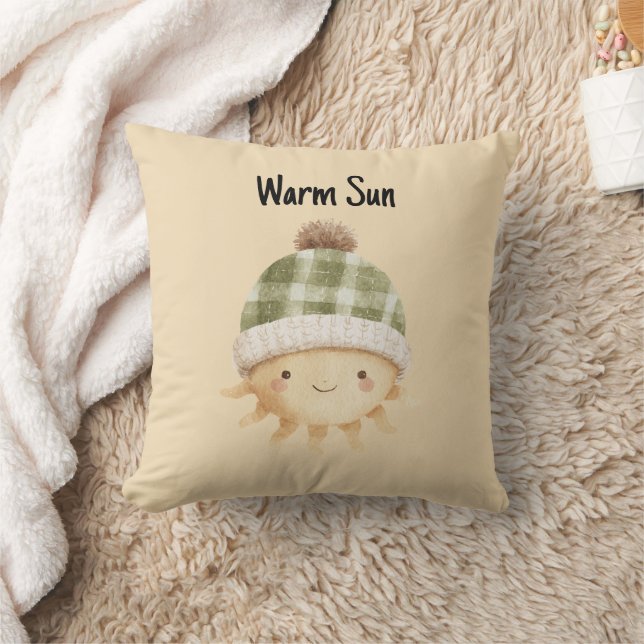 Cute Warm Sun Wearing Hat Cushion (Blanket)