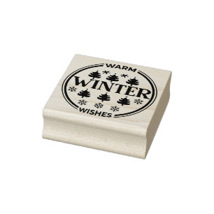 Cute Warm Winter Wishes Christmas  Rubber Stamp