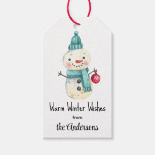 Cute Warm Winter Wishes Snowman Gift Tags