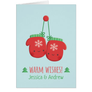 Cute Warm Wishes Mittens Christmas Greeting Cards