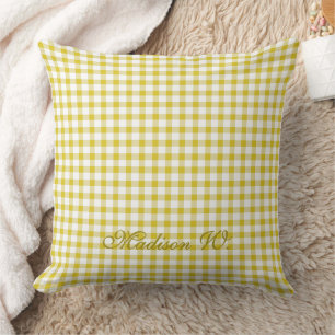 Cute Warm Yellow Gingham Pattern Cushion