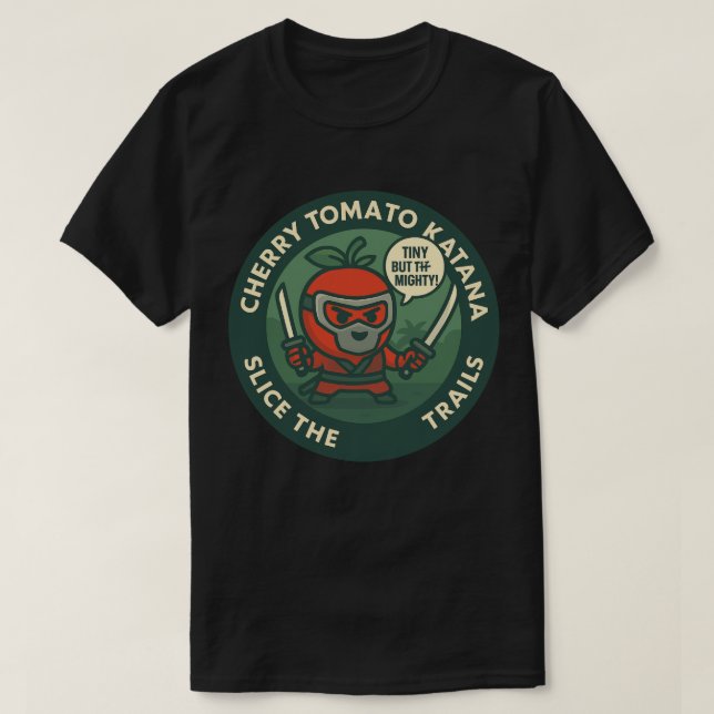 Cute Warrior Cherry Tomato Japanese Theme T-Shirt (Design Front)