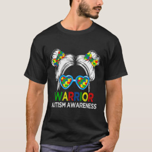Cute Warrior Puzzle Autism Awareness Women Girl T-Shirt