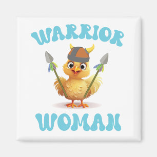 Cute Warrior Woman Viking Chicken Magnet