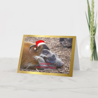 "Cute Warthog" design Christmas card