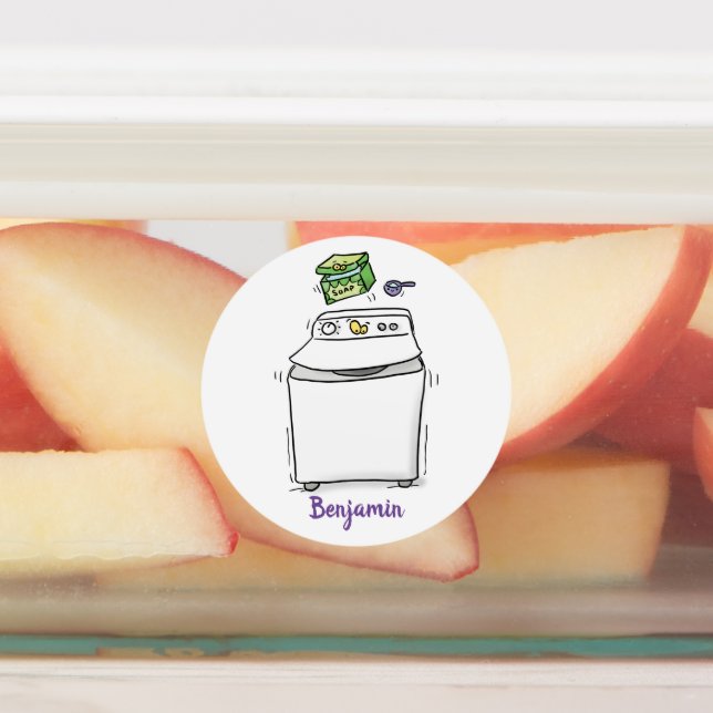 Cute washing machine laundry cartoon illustration (Affixed)