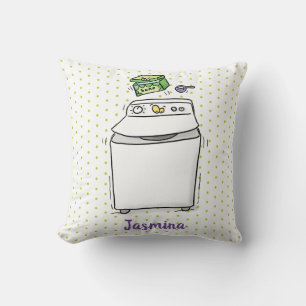 Cute washing machine laundry cartoon illustration cushion