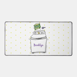 Cute washing machine laundry cartoon illustration desk mat
