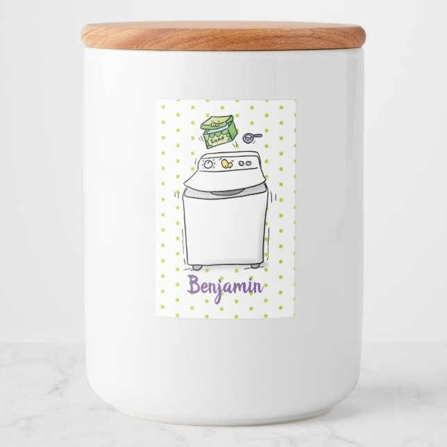 Cute washing machine laundry cartoon illustration food label (Front)