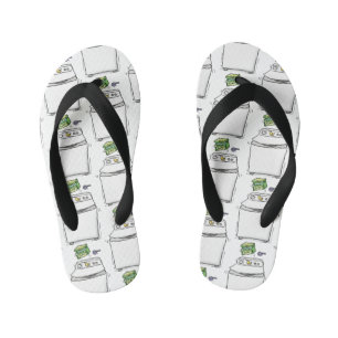 Cute washing machine laundry cartoon illustration kid's thongs