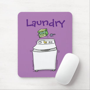Cute washing machine laundry cartoon illustration mouse pad