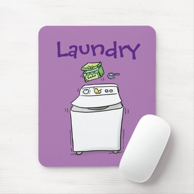 Cute washing machine laundry cartoon illustration mouse pad (With Mouse)
