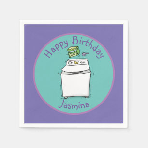 Cute washing machine laundry cartoon illustration napkin