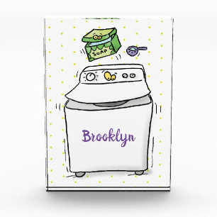 Cute washing machine laundry cartoon illustration photo block