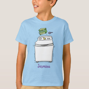 Cute washing machine laundry cartoon illustration T-Shirt