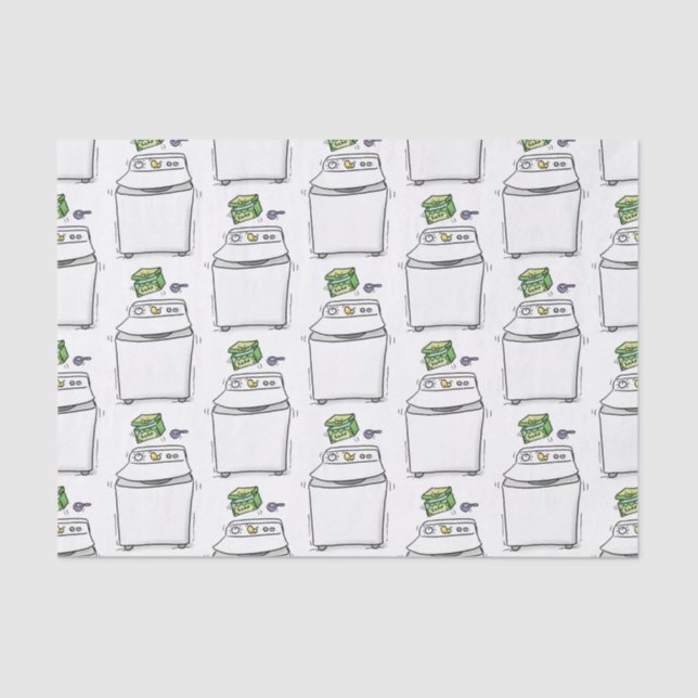 Cute washing machine laundry cartoon illustration tissue paper (Front)