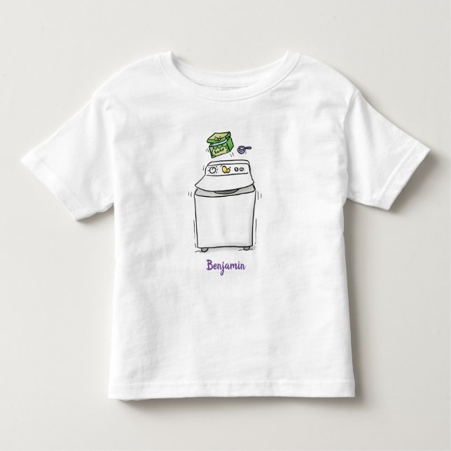 Cute washing machine laundry cartoon illustration toddler T-Shirt (Front)
