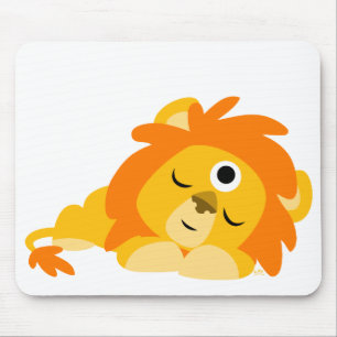 Cute Watchful Cartoon Lion mousepad