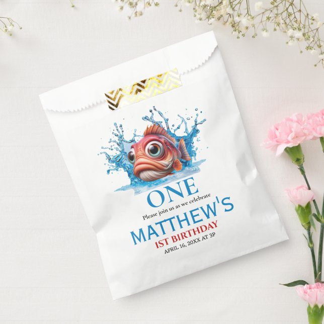 Cute Water Blue Fish 1st Birthday Favour Bag (Sealed)