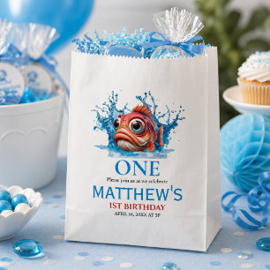 Cute Water Blue Fish 1st Birthday Favour Bag