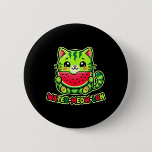 Cute Water-Meow-Lon Watermelon Cat Summer Vacation 6 Cm Round Badge