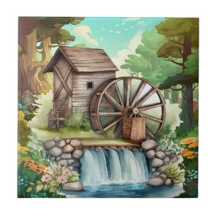 cute water wheel Country Ceramic Tile