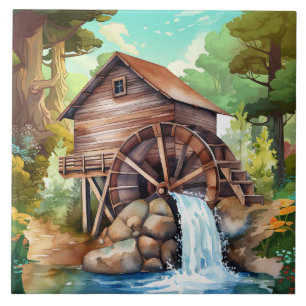 cute water wheel Country Ceramic Tile