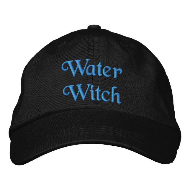 Cute Water Witch Turquoise Blue Black  Embroidered Hat (Front)