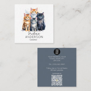 Cute watercoIor illustration of Cats Cat Sitter  Square Business Card