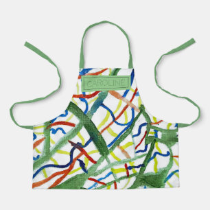 Cute Watercolor Abstract Shades Of Green Pattern Apron