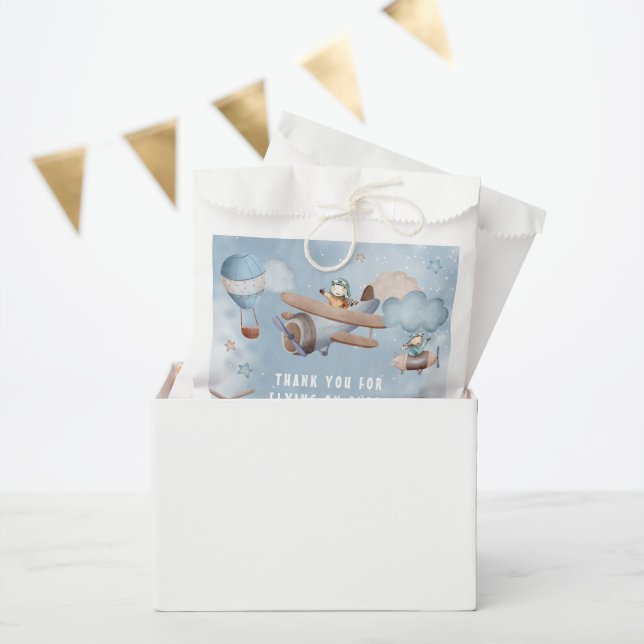 Cute Watercolor Aeroplane Boy Birthday Party Favour Bag (Party)