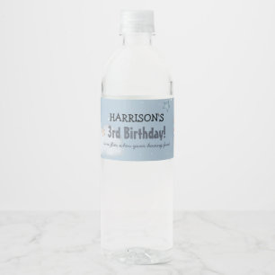 Cute Watercolor Aeroplane Boy Birthday Party Water Bottle Label