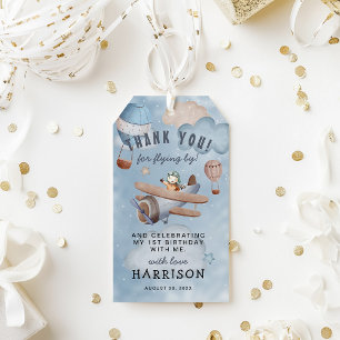 Cute Watercolor Aeroplane Boy Thank You Gift Tags