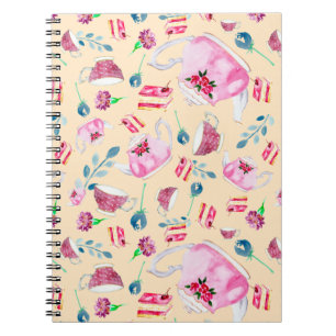 Cute Watercolor Afternoon Tea Party Florals Teapot Notebook