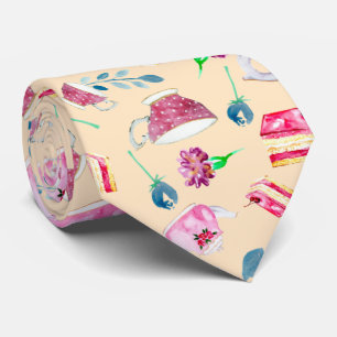 Cute Watercolor Afternoon Tea Party Florals Teapot Tie