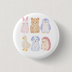 Cute Watercolor Animal Friends Laptop Journal Deco 3 Cm Round Badge
